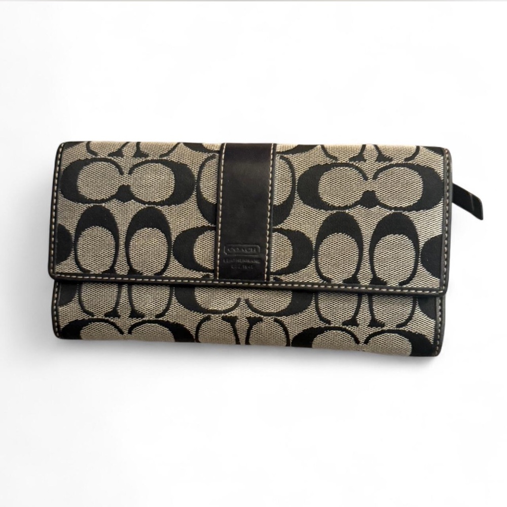 Coach Black and Grey Signature Wallet